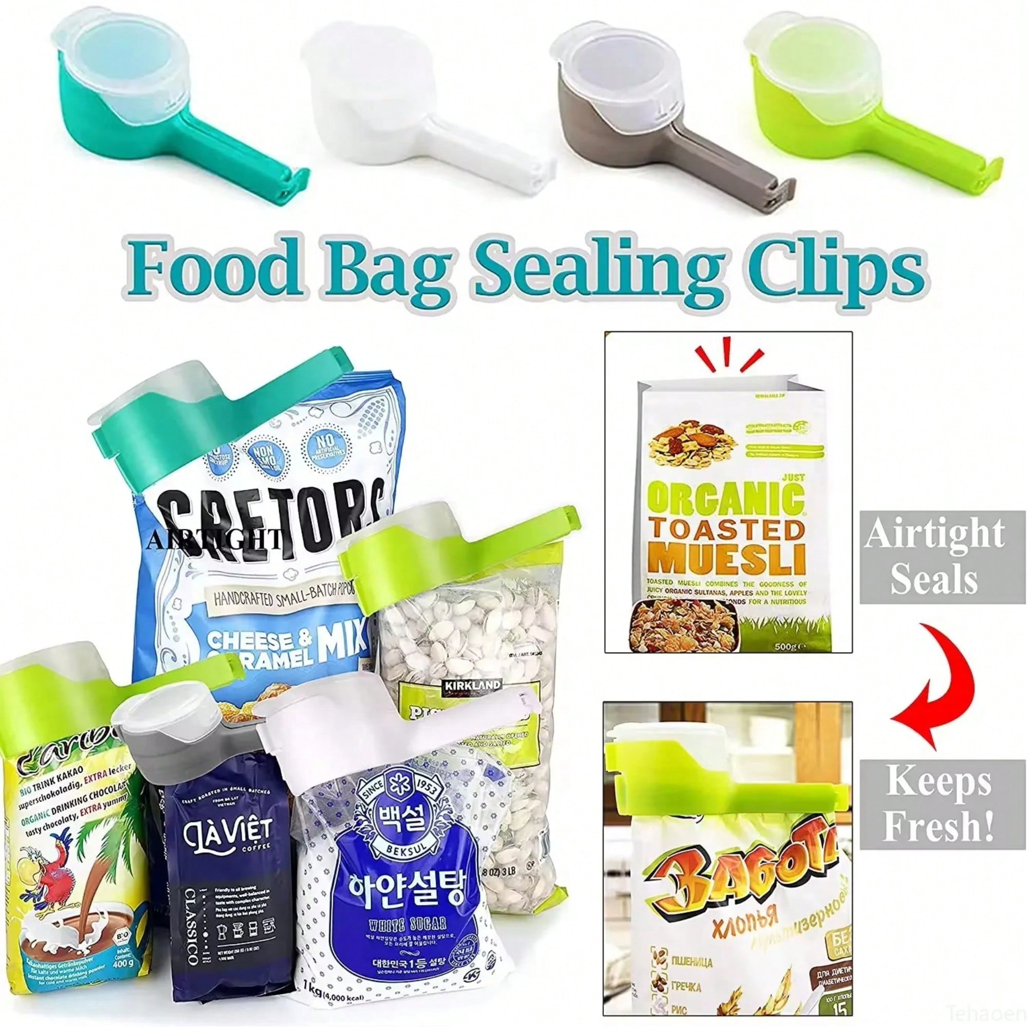 Food Storage Plastic Bag - مشابك تعبئة وتخزين الوجبات الخفيفة مع