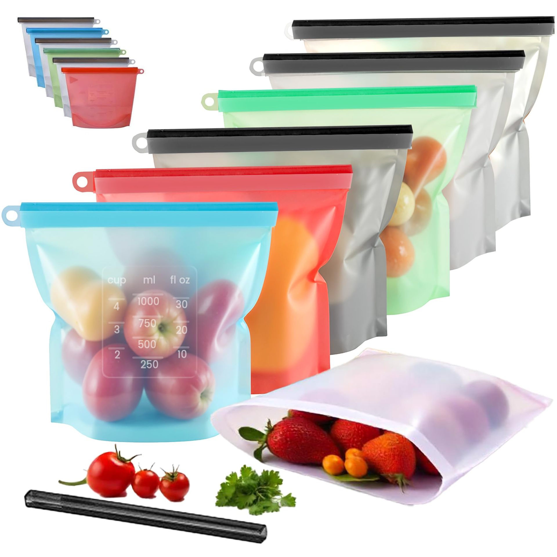 Food Storage Bags Reusable - 5 قطعة حاويات تخزين المواد الغذائية