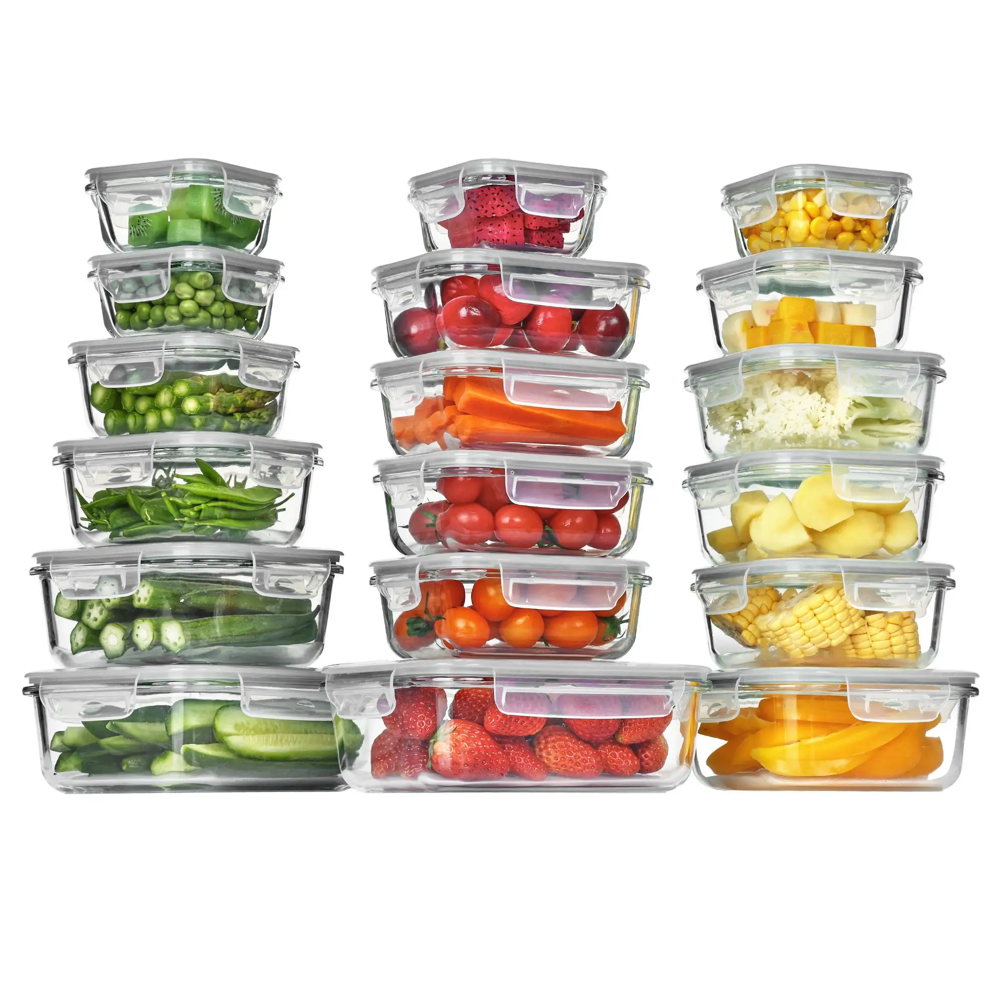 Glass Meal Prep Container - عبوة من 18 قطعة من علب