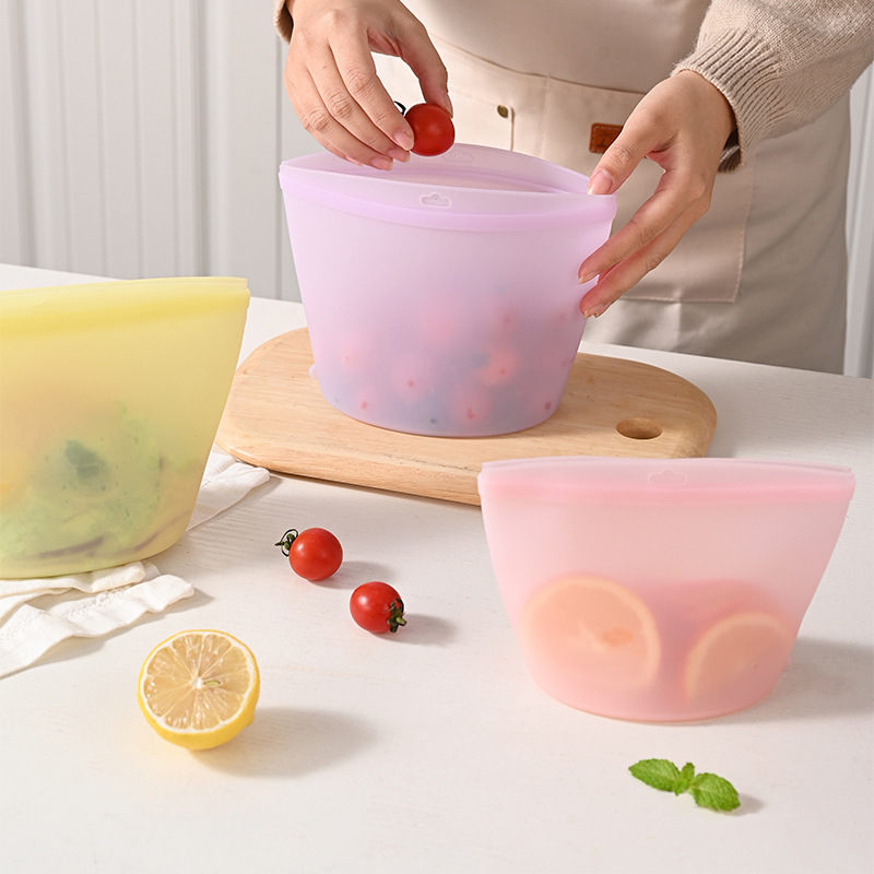 Food Storage Bags Reusable - حقيبة تخزين سيليكون ذاتية الإغلاق، حقيبة