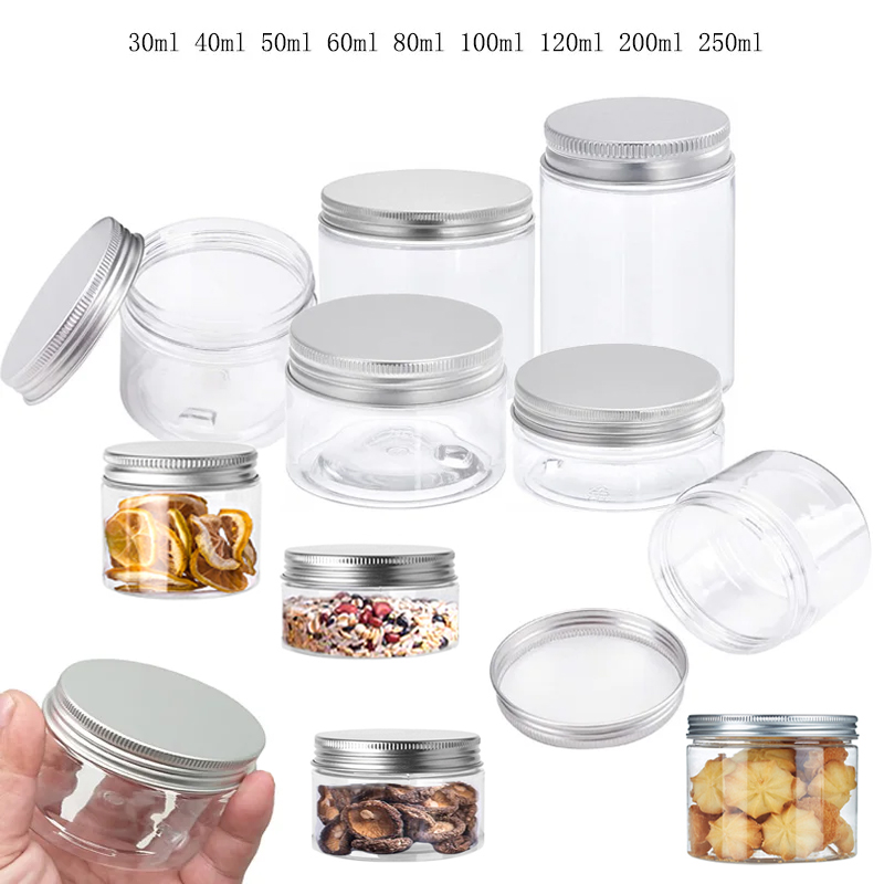 Food Storage Aluminum - برطمانات تخزين مستديرة من الألومنيوم مع