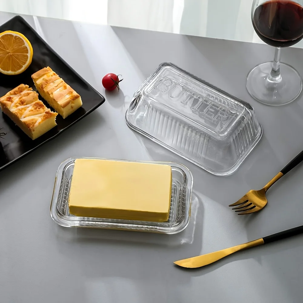 Glass Meal Prep Container - طبق زبدة شفاف إبداعي مع غطاء