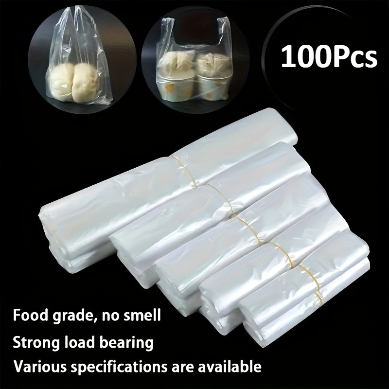 Food Storage Plastic Bag - 100 قطعة من أكياس البلاستيك الشفافة