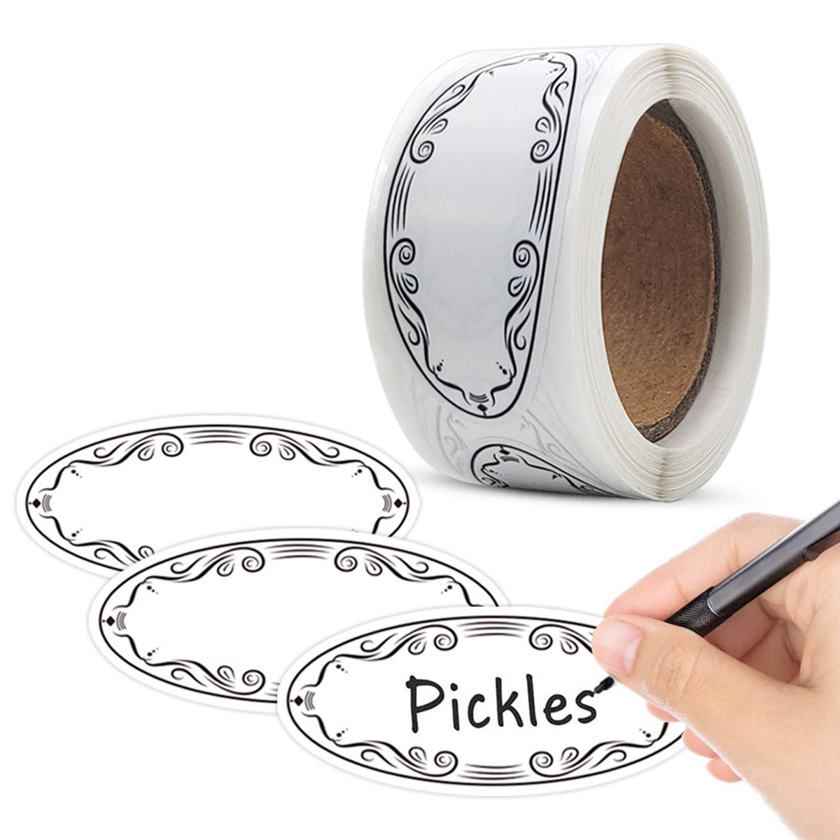 Food Storage 1 Year - ملصقات تعليب بيضاوية لحاويات الطعام ،
