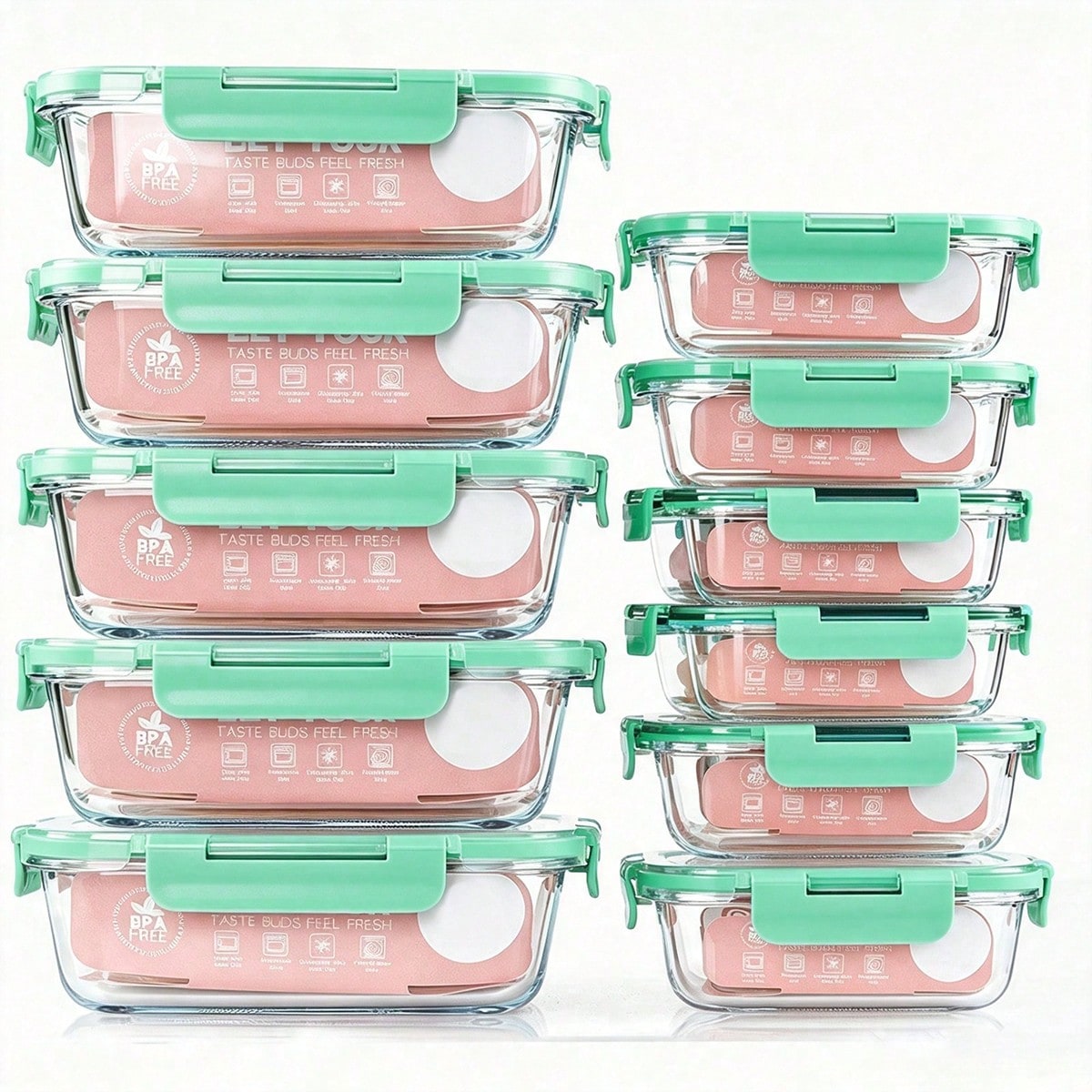 Glass Meal Prep Container - 10 عبوات زجاجية لتخزين الطعام مع
