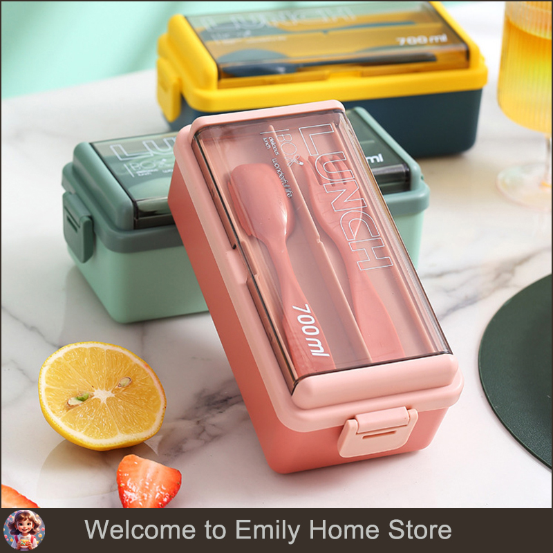 Food Storage Plastic Bag - صندوق غداء محمول للأطفال مع شوكة