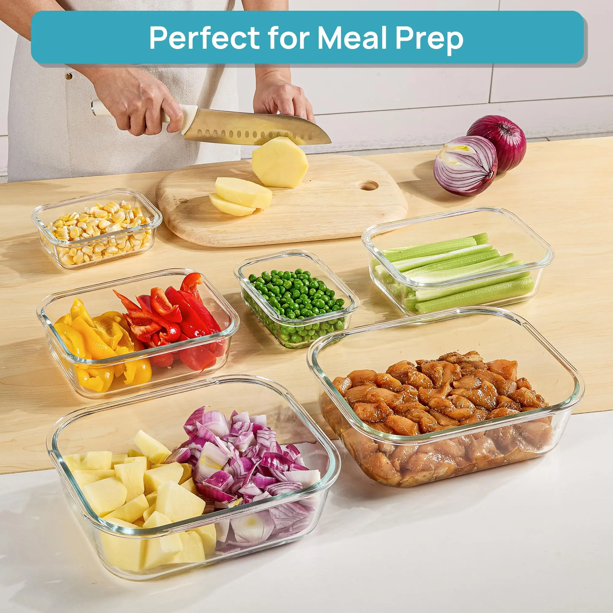 عبوة من 18 قطعة من علب تخزين ا - مراجعة Glass Meal Prep Container وسعره