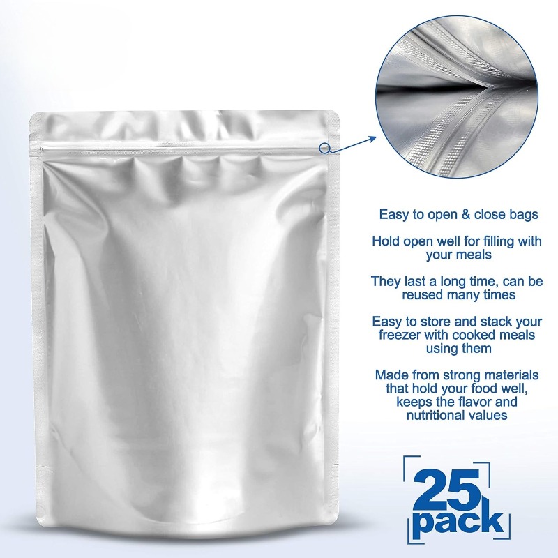 25 قطعة من أكياس المايلار مقاس - مراجعة Food Storage For Long Term وسعره