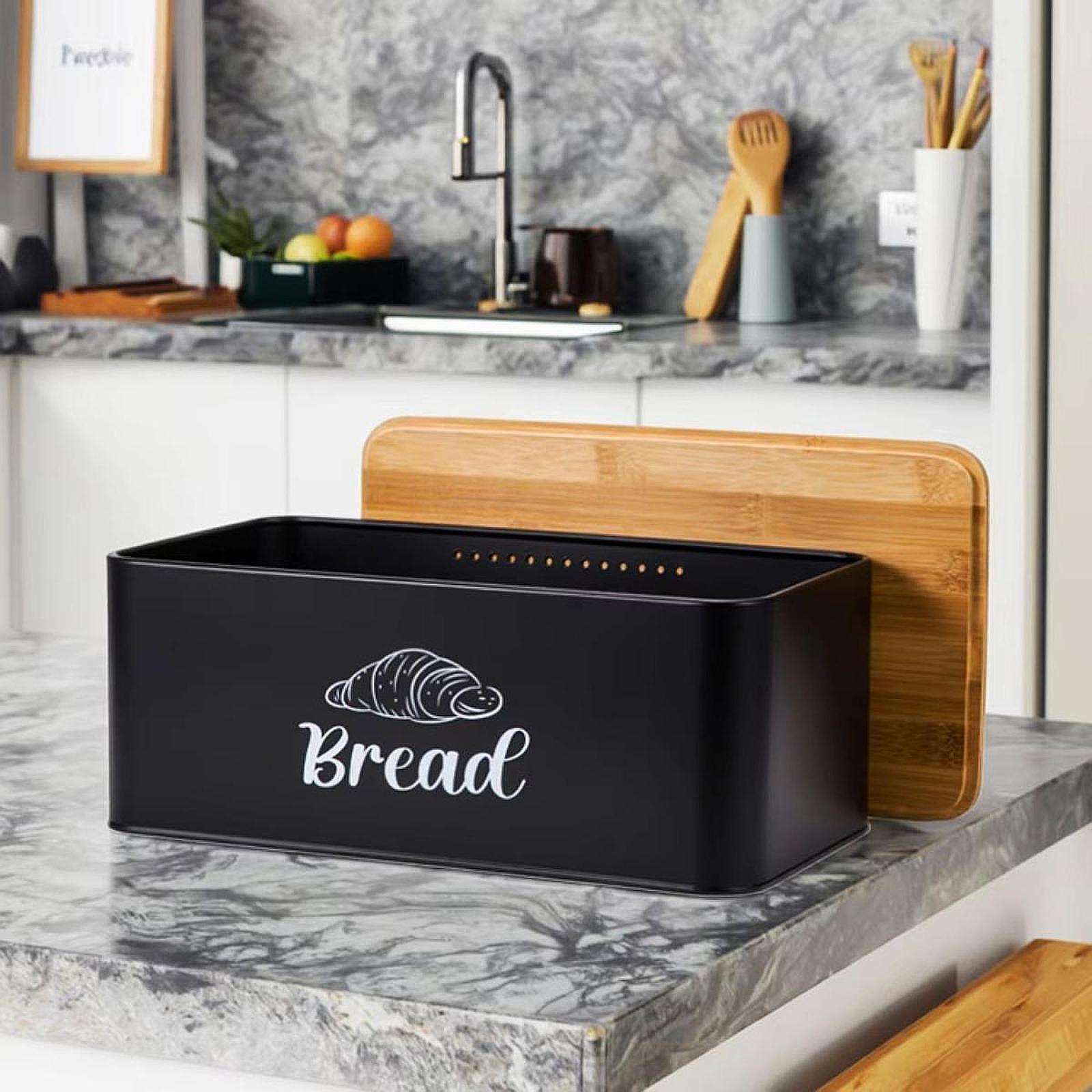 صندوق تخزين الخبز من الفولاذ ا - مراجعة Bread Box Bamboo وسعره